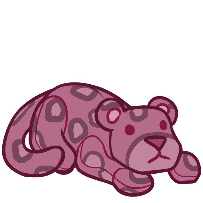 A pink-toned jaguar plushie.